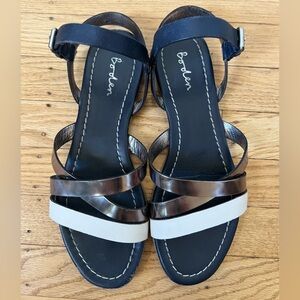 Boden multistrap colourblock navy white silver leather sandals size 9/ 40